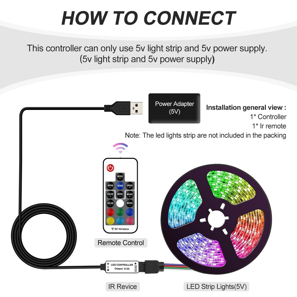 RF Wireless Remote LED Controller, 17 Keys Wireless Remote Control Dimmer Con...