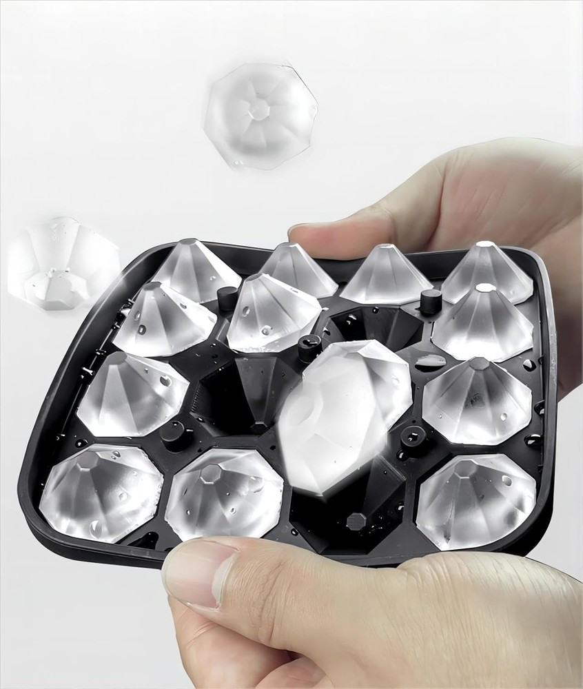 Tiny Diamond Ice Molds Fun Shapes 2 Pack, Small 2-Pack Black, Black