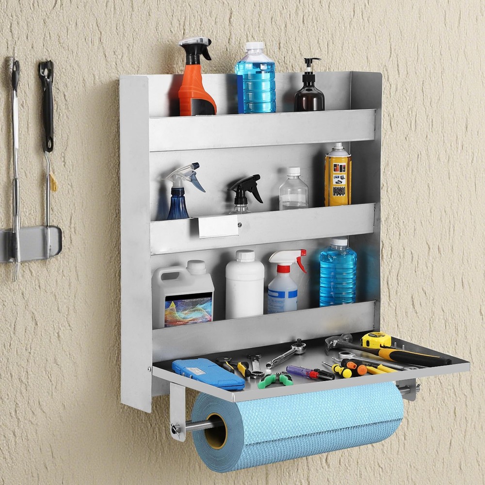 Metal Garage Tool Storage Cabinet Wall Mounted with Foldable Platform Workshop