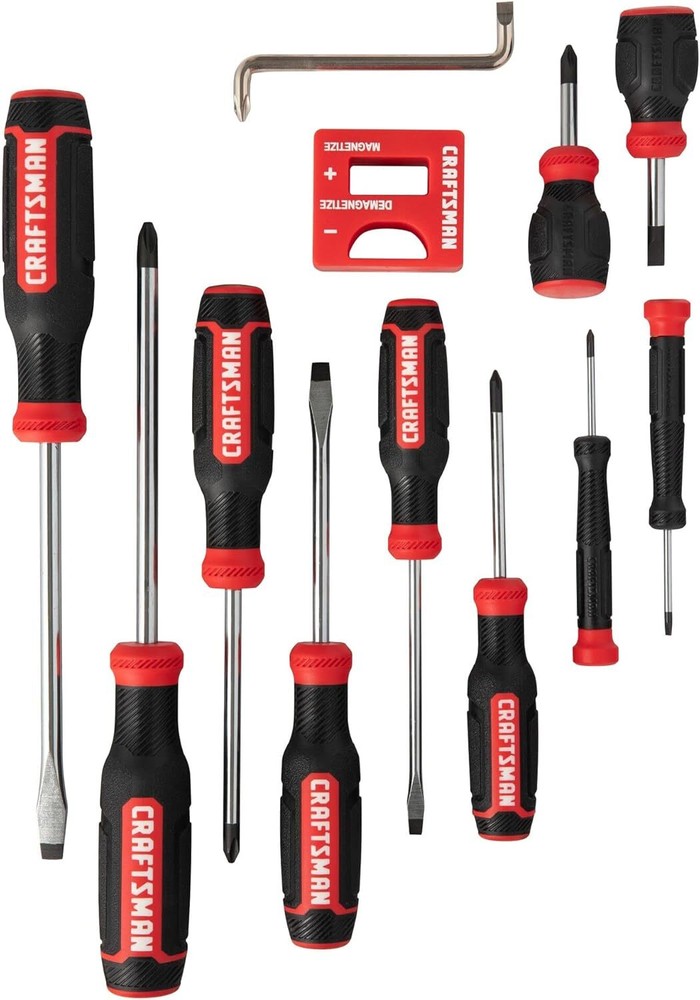 12 Piece Bi-material Screwdriver Set Black Oxide Tip Ergonomic Handle"