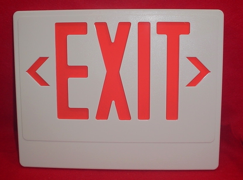 Big Beam Red LED Exit Sign/Emergency Light Single or Double Side Mounting NIB