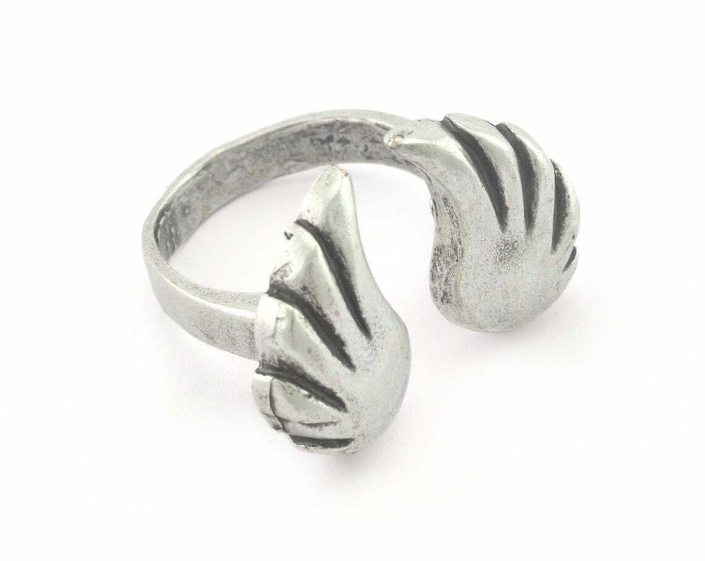 Wings Adjustable Ring Antique Silver Plated brass 18mm 8US insize Adjustabl 3277