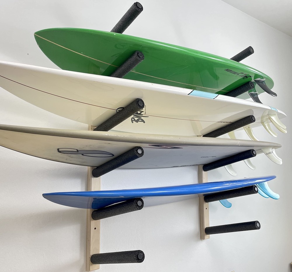 Pro Board Racks Surfboard Wall Rack - Holds 6 Boards, Solid Wood Storage