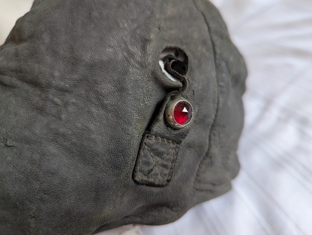 WWII black leather aviation helmet