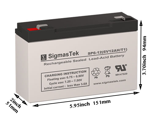 Litebox Streamlight replacement SLA Battery (6V 12AH)