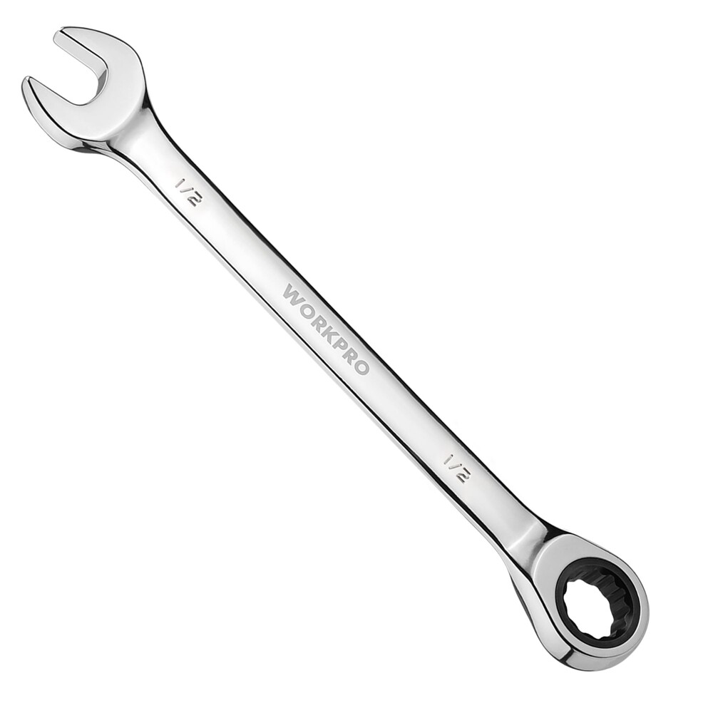 WORKPRO 1/2" Ratcheting Combination Wrench SAE 72-Tooth 12-Point Box Open End US