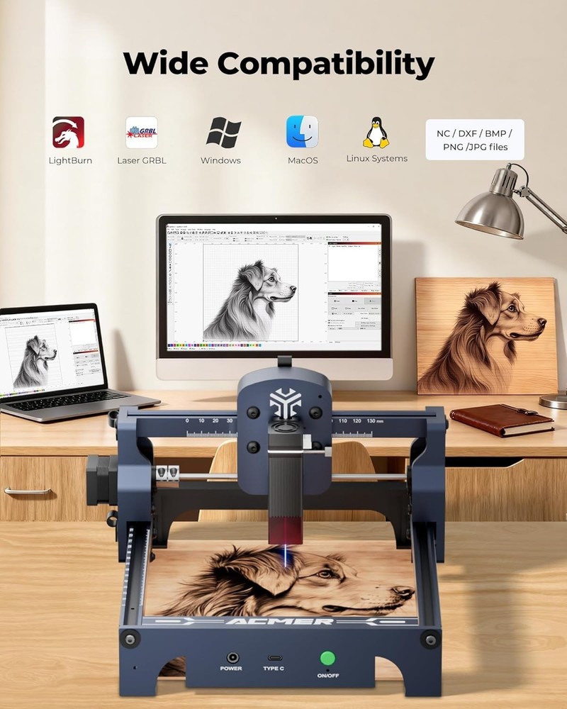 Compact Laser Engraver Machine with High Precision Laser Cutting & Engraving