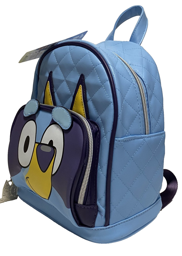 Mini Backpack Bluey 9" x 10" x 5" Lined Adjustable Straps Light Blue