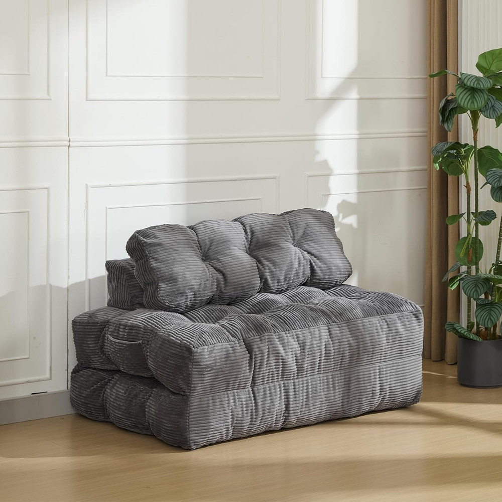 Compact Dark Grey Folding Sofa Bed - No Assembly Required, Versatile & Stylish