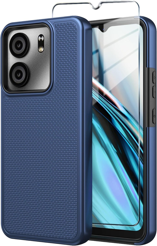 For BLU View 5 Phone Case with Tempered Glass Screen Protector,Dual Layer Heavy