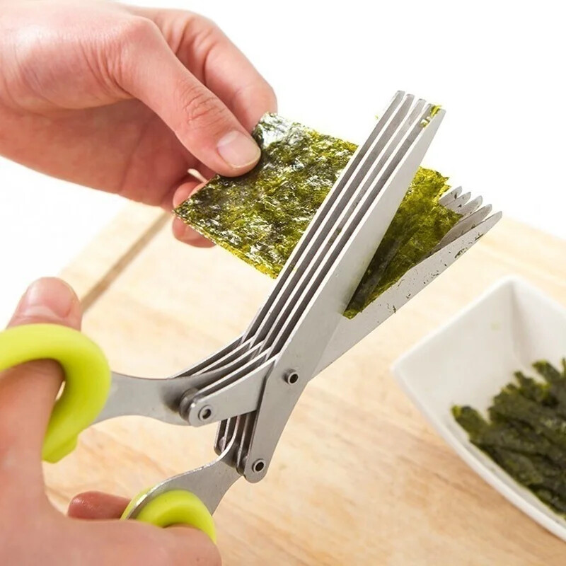 Multi-layer Green Onion Scissors Multifunctional Kitchen Scissors Stainles Steel