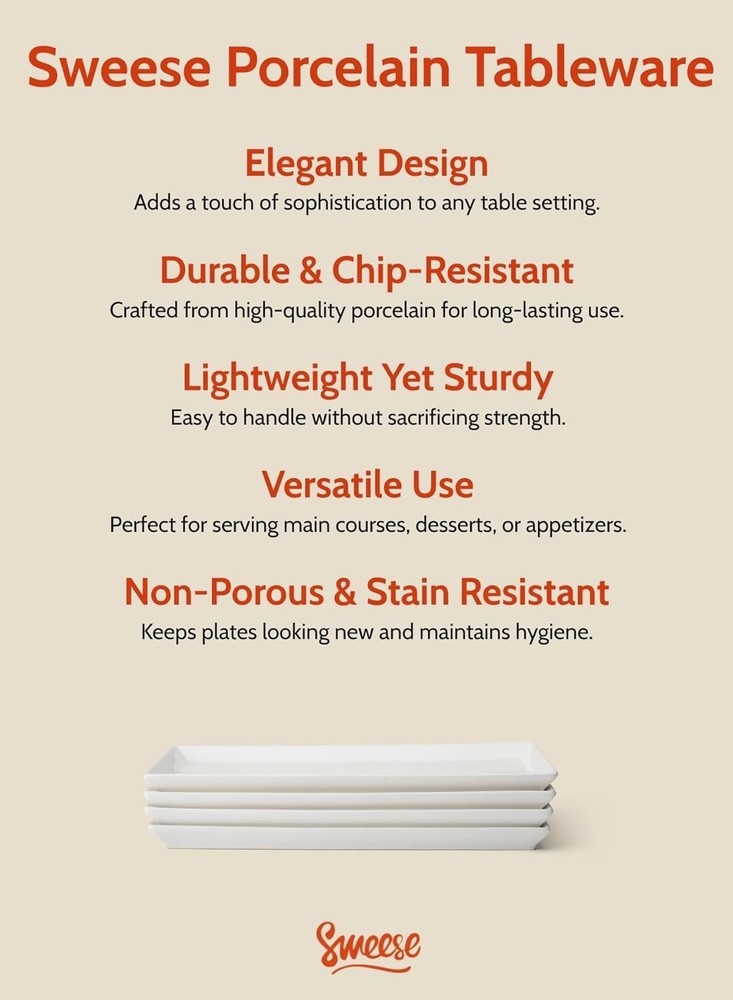 Rectangular Porcelain Platters, Serving Trays for Parties, 13.8 Inch Large Servi