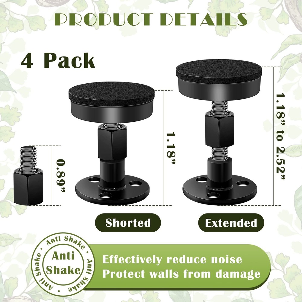 4 Pack Headboard Stoppers,Adjustable Threaded Bed Frame Anti-Shake Tool,Bed S...