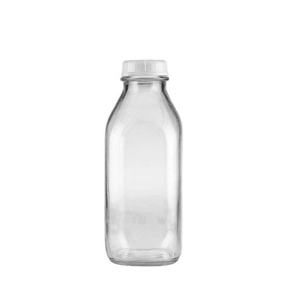 One Liter (33.8 Oz) Square Milk Bottles -- Case of 12