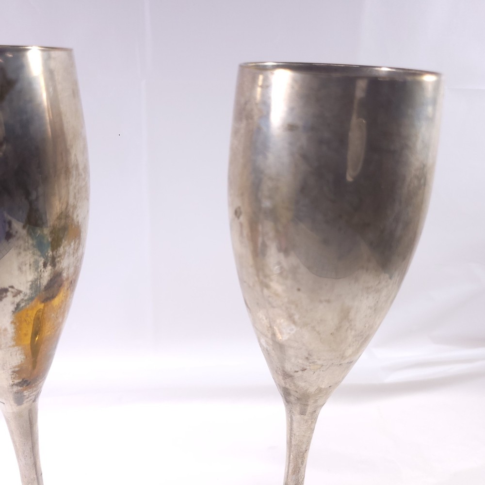 Vintage Silver Tone Champagne Flutes
