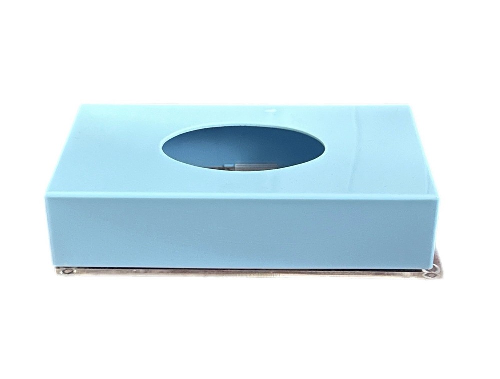 Vintage MCM Lucite Tissue Kleenex Holder Box Sky Blue Rectangular READ