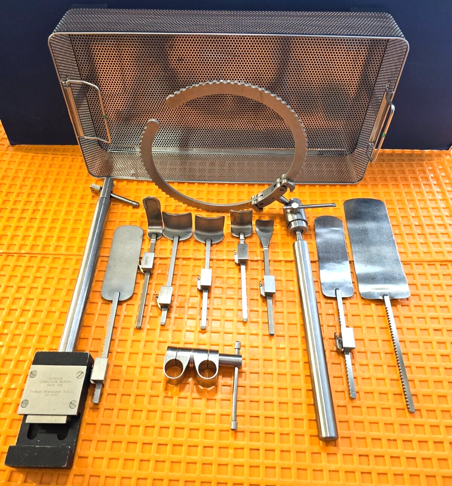 Codman Book Walter Retractor Set Arm with Post Holder Clamp & Tray