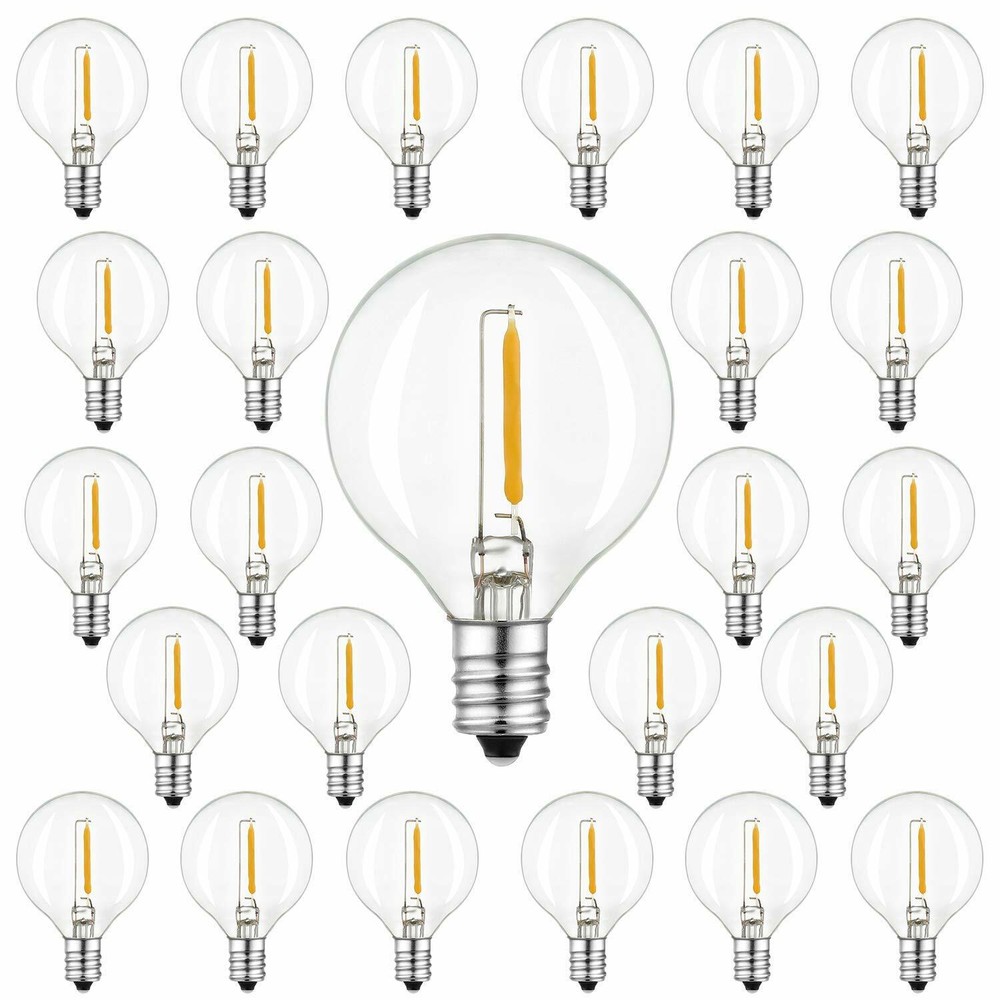 Clear Plastic G40 Globe LED Bulbs for Outdoor String Light Replacement Bulbs