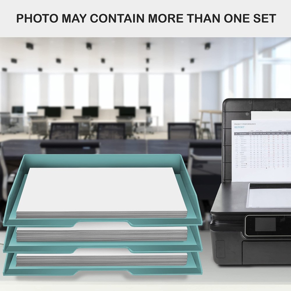 Stackable Letter Tray Single Side Load, Plastic, Desktop File Organizer (Soli...