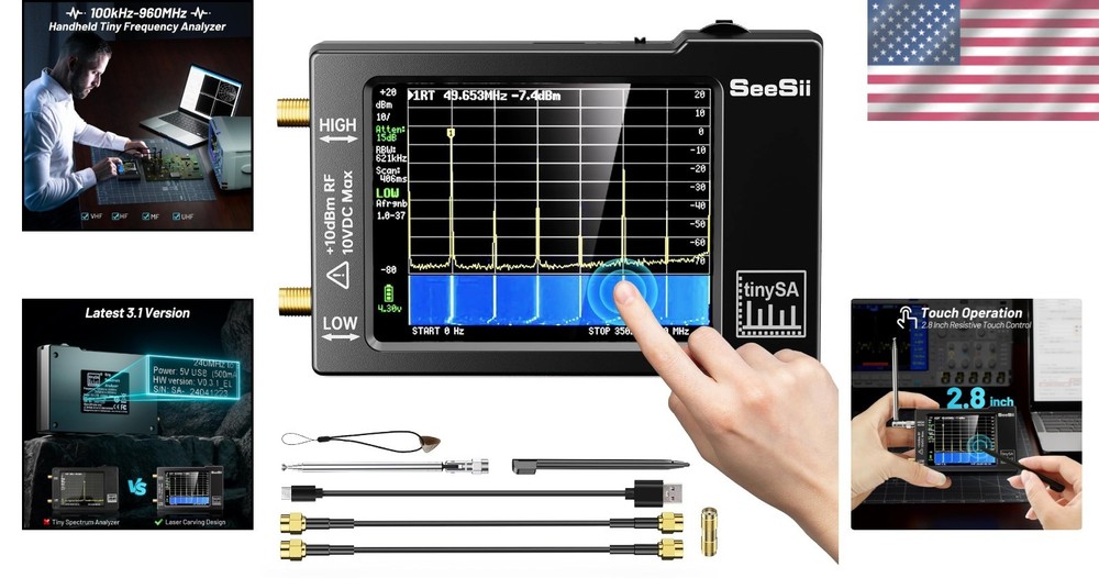 Portable Frequency Analyzer with Signal Generator: 2.8'' Display & ESD Feature
