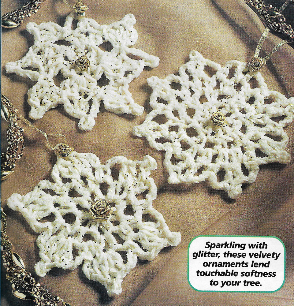 3 Chenille Snowflakes crochet PATTERN INSTRUCTION