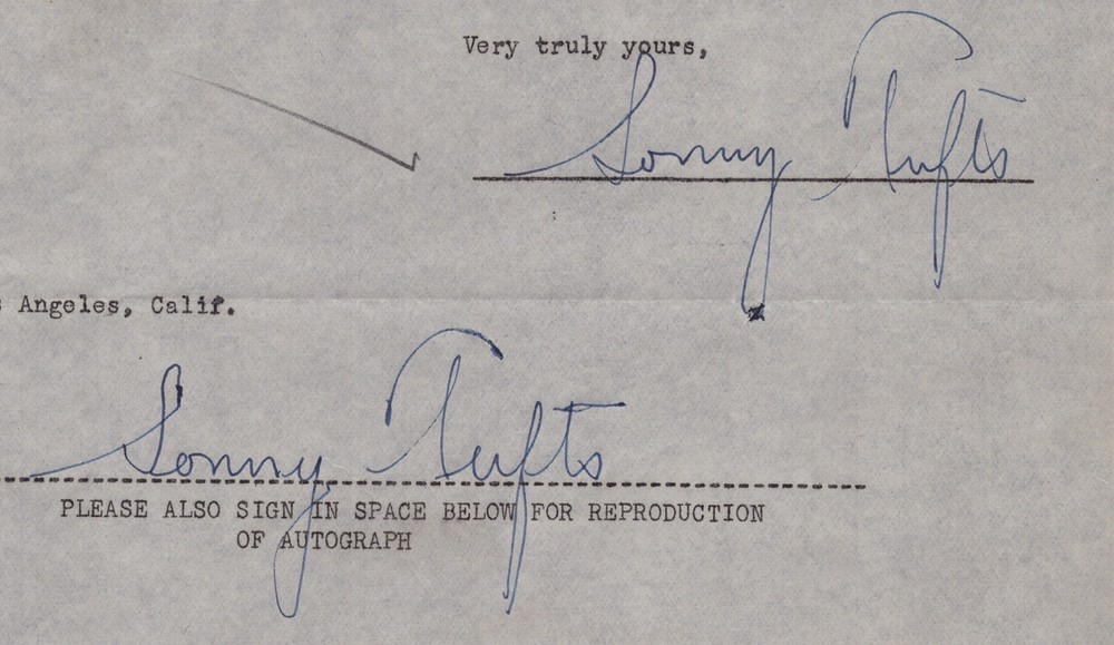 SONNY TUFTS - DOCUMENT DOUBLE SIGNED 06/12/1946
