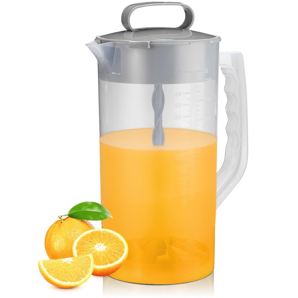 Mixing Pitcher For Drinks 2 Quart/ 64oz Plastic Water Pitcher With Lid Angled Pl