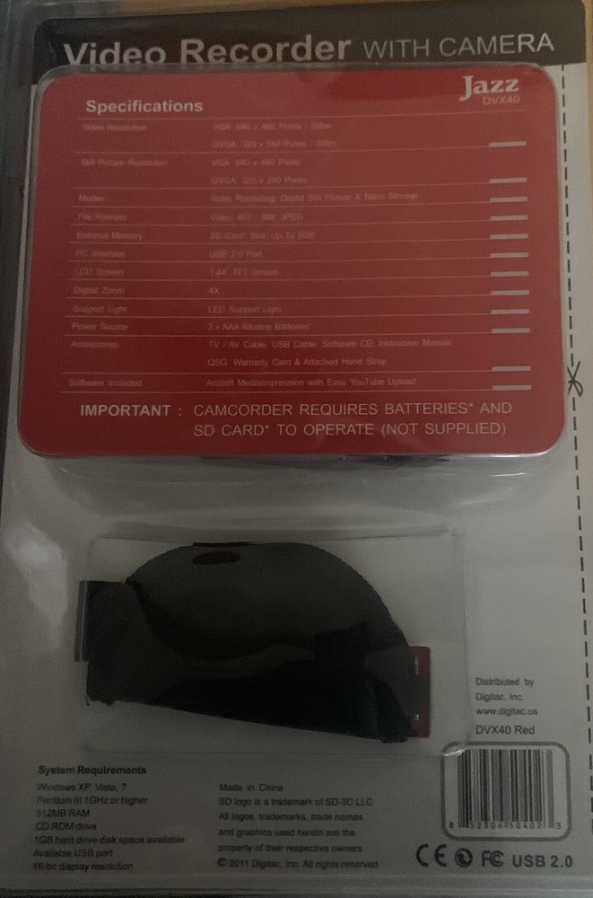JAZZ DVX40 Red Digital Video Recorder