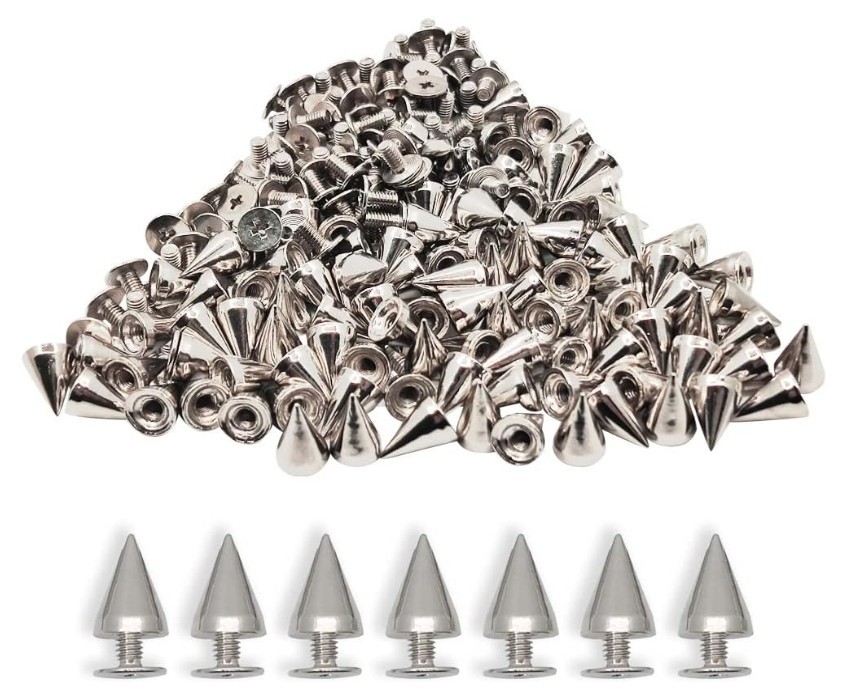 100pcs Cone Spikes Screwback Studs Silver Punk Rivets for DIY Leather Craft