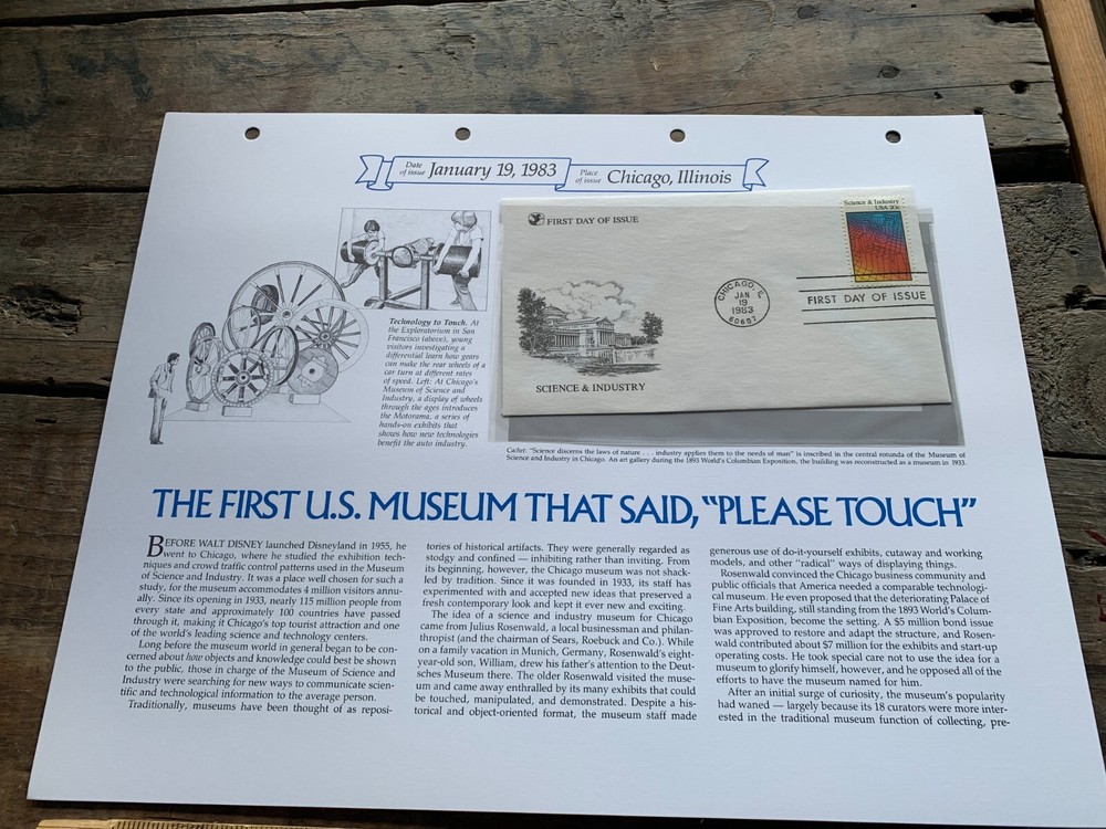 Science & Technology to Touch 1983 First Day Issue Stamp Commemorative Display