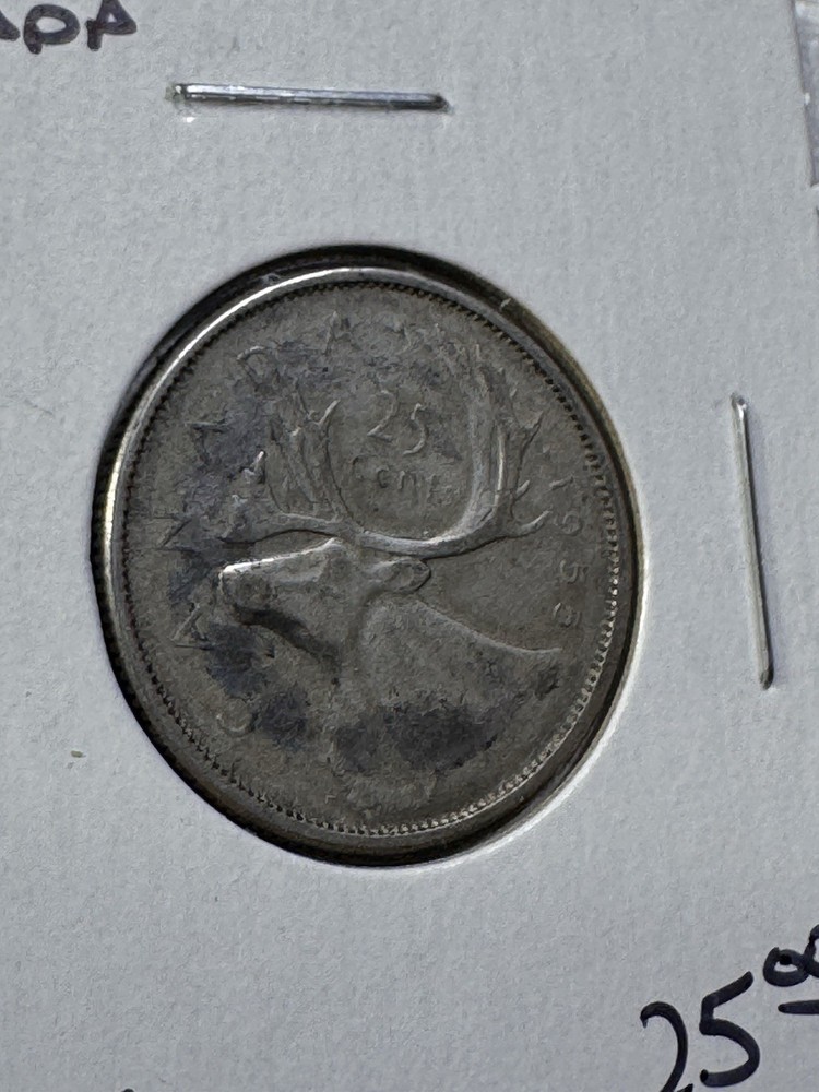 1955 Canada 25 Cents Silver Coin