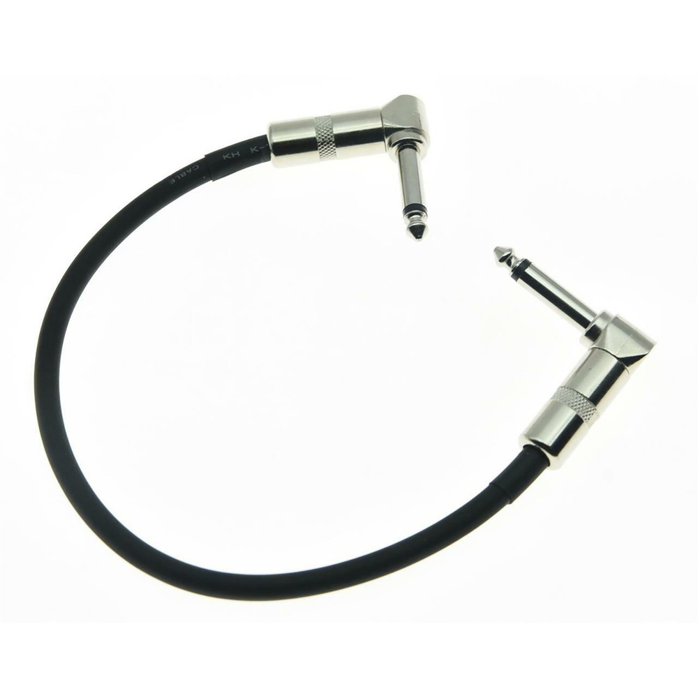30cm Guitar Effect Pedal Instrument Patch Cable 1/4" Silver Right-angle Plug