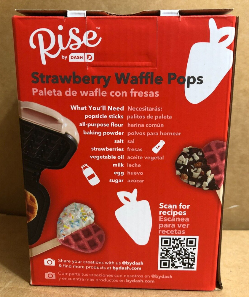 Pink Rise by DASH Heart Mini Waffle Maker 4" Cooking Surface **