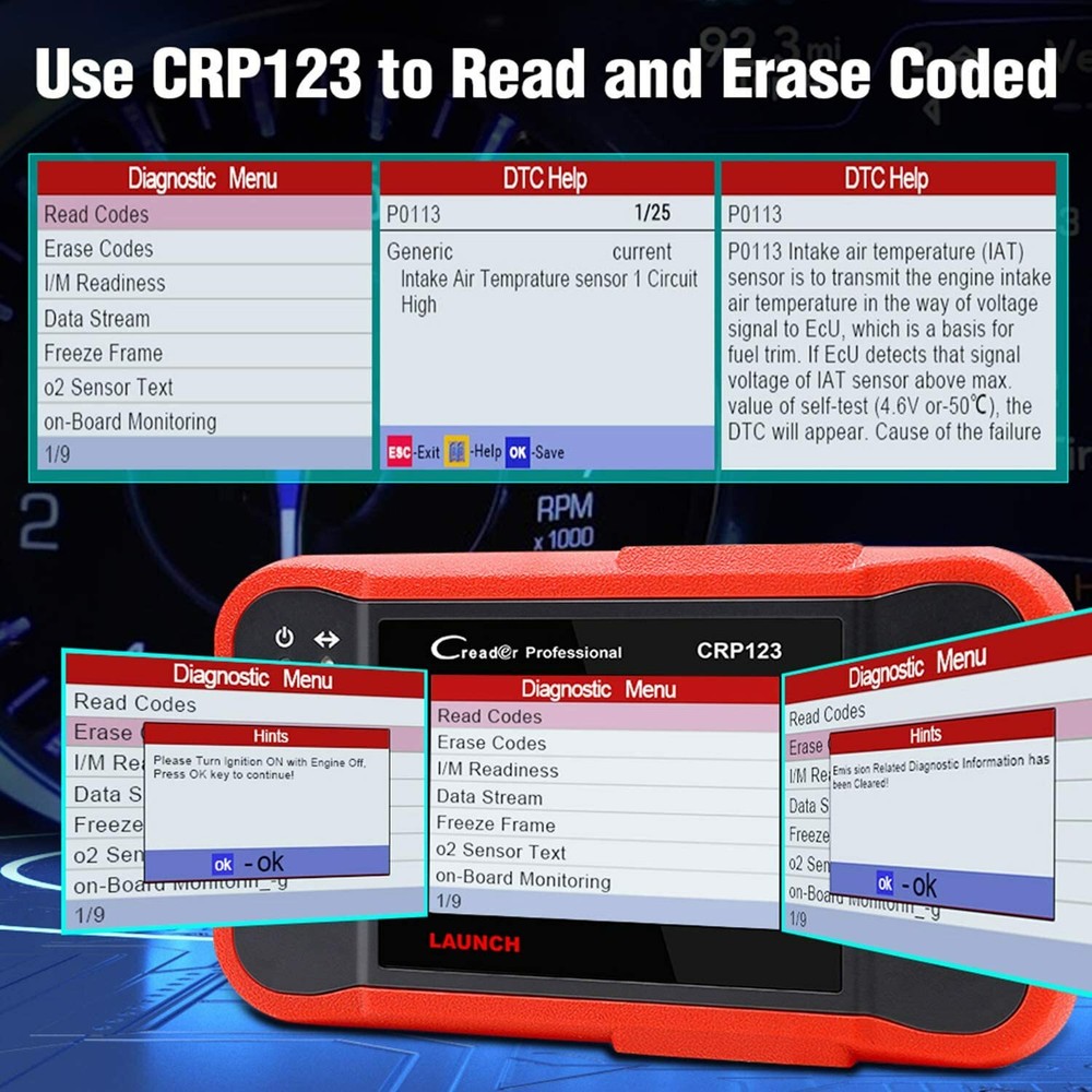 Check Engine OBD2 Scanner Transmission ABS SRS Code Reader Diagnostic Scan Tool