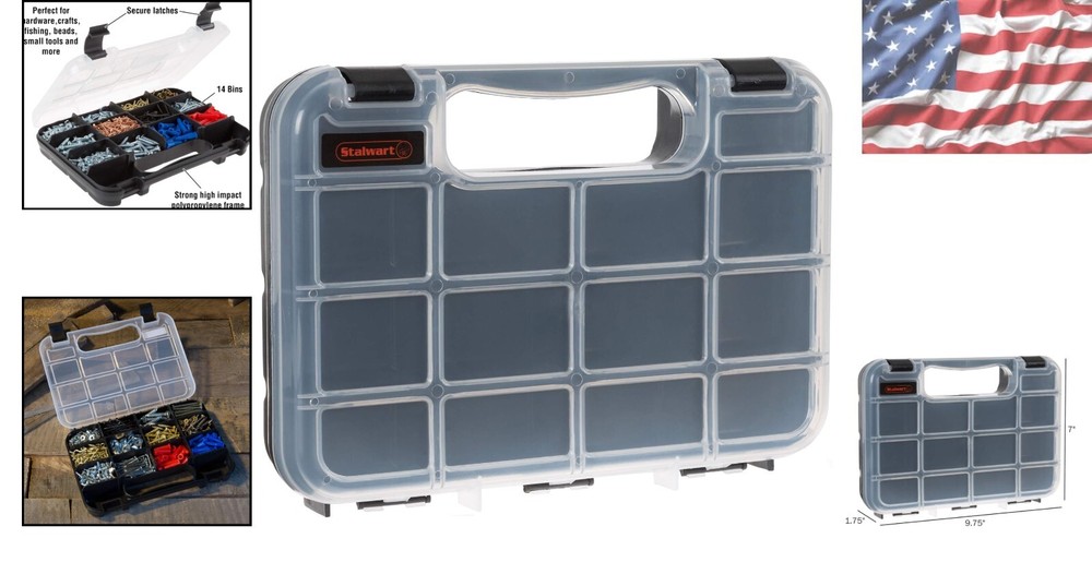 Multi-Functional Portable Organizer with 14 Compartments for Beads, Tools & More