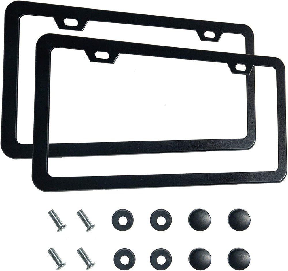 2PCS Premium Matte Black License Plate Frames, Solid Rust-Proof black