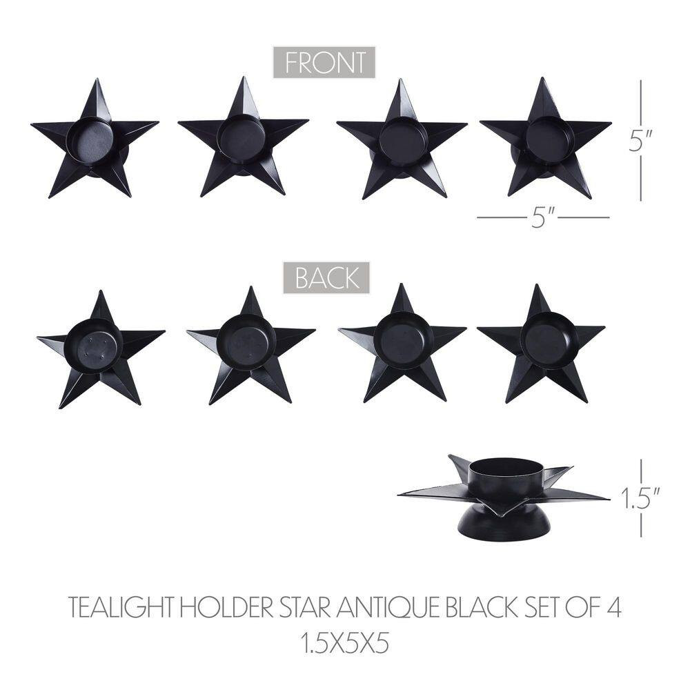 Star Antique Black Metal Tealight Holder 4-Pack