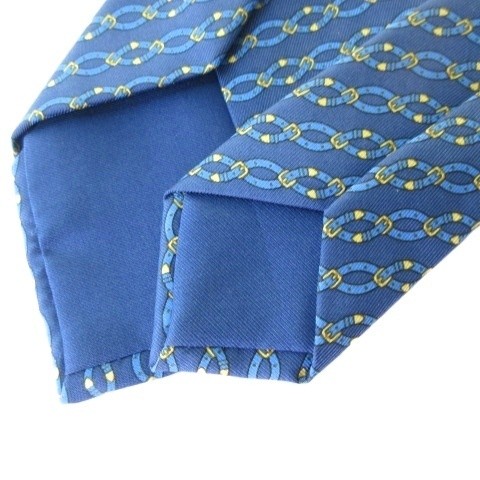 HERMES Tie 100% Silk Allover Pattern Navy men's
