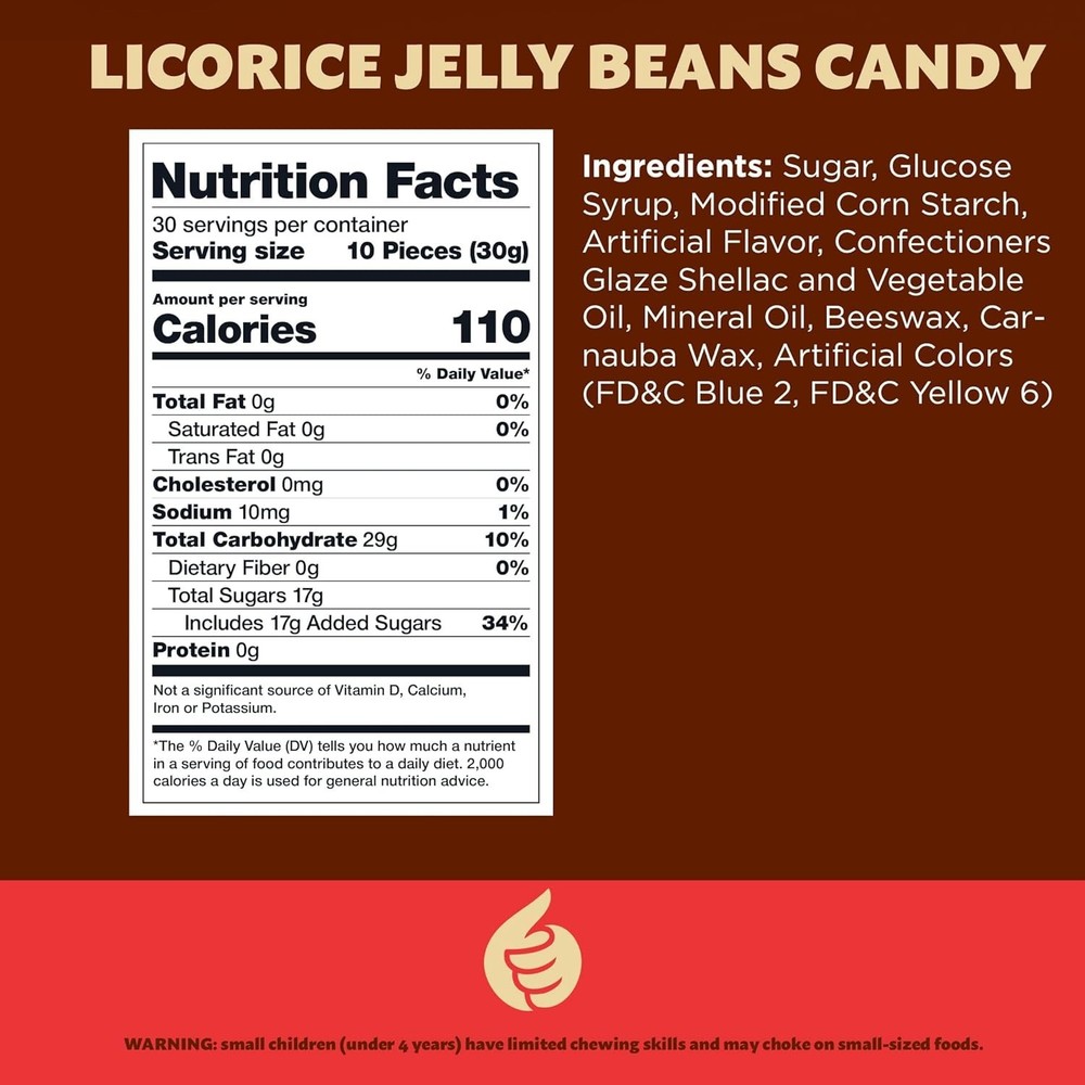 Black Licorice Jelly Beans - 2 Pound Bulk Pack - Old-Fashioned Candy