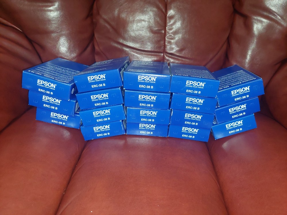 18 Genuine Epson ERC-38B Black Printer Ribbon Cartridges