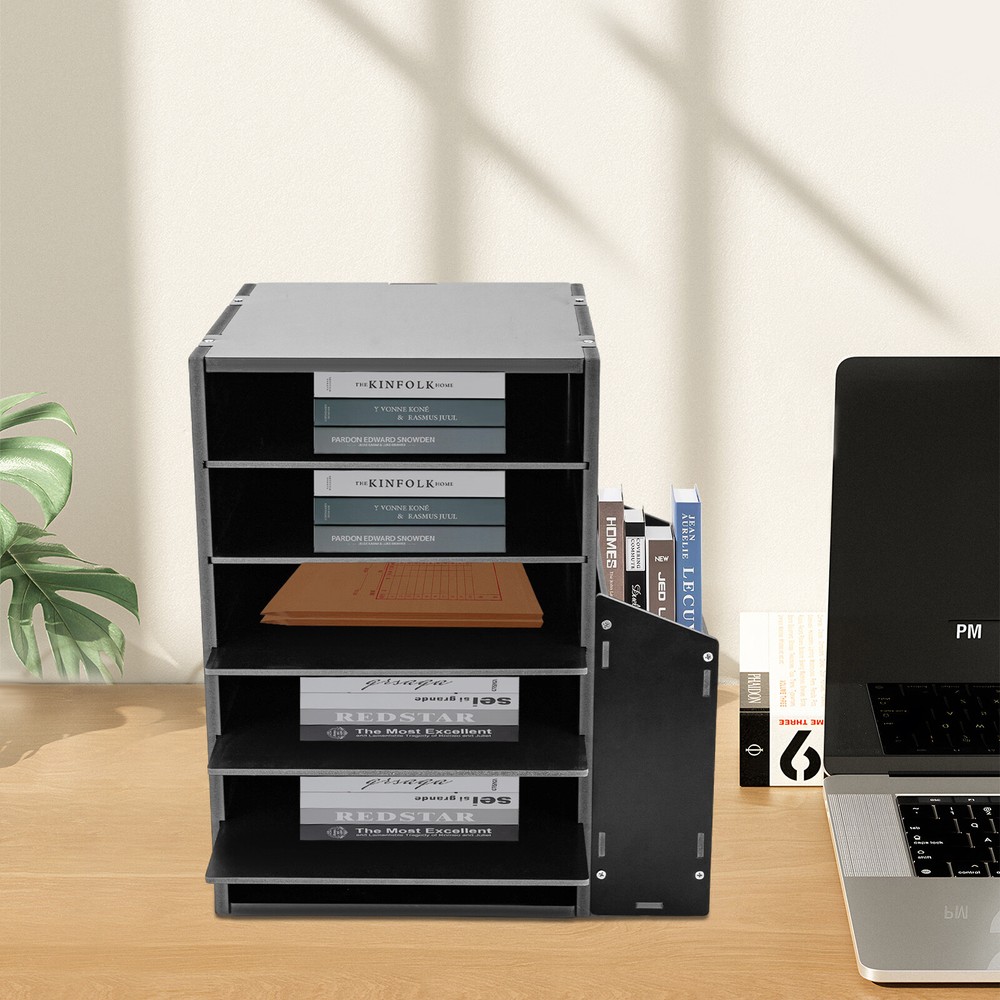 File Organizer PVC Board Letter Desktop Document Folder Office Tray Holder 6Tier