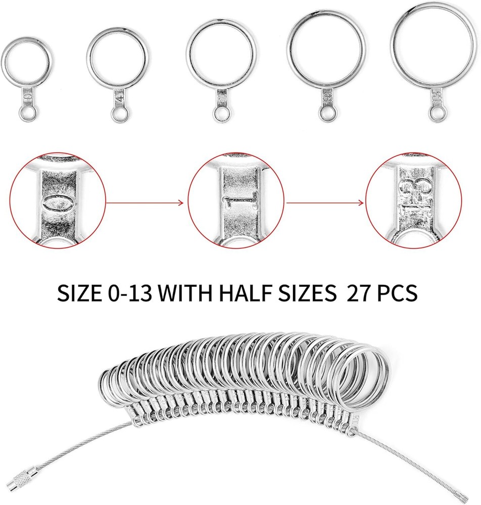 Bflaae Ring Sizer Measuring Tool Kit, 27 PCS Stainless Steel 3pcs kit