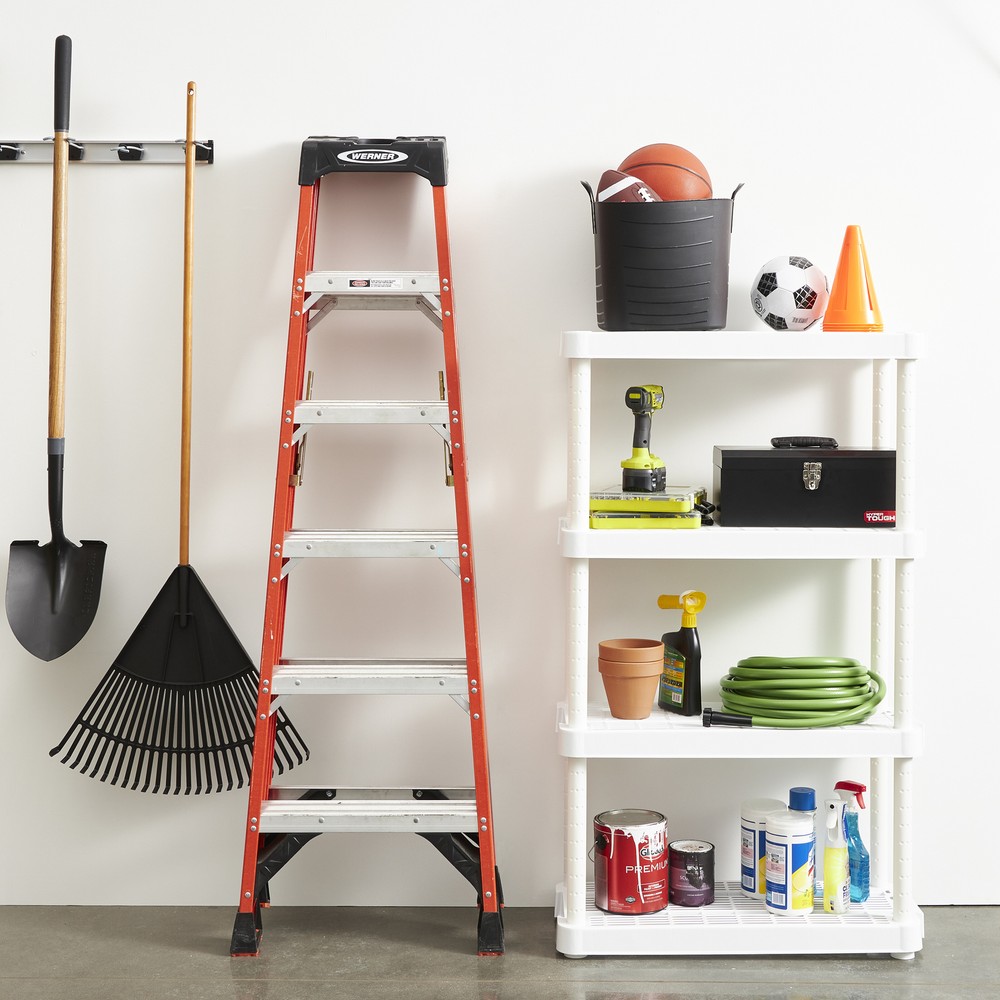 Gracious Living 4 Shelf Adjustable Height Medium Duty Storage, White (4 Pack)
