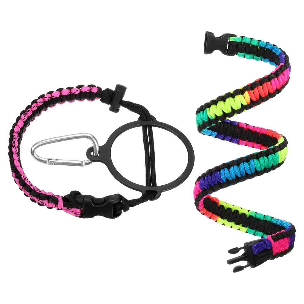 Paracord Handle, Water Bottle Handle Strap, Black/Pink