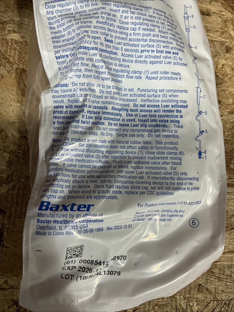 Baxter 2C8537 Clearlink System CONTINU-FLO solutions Set 120” (10 Count)