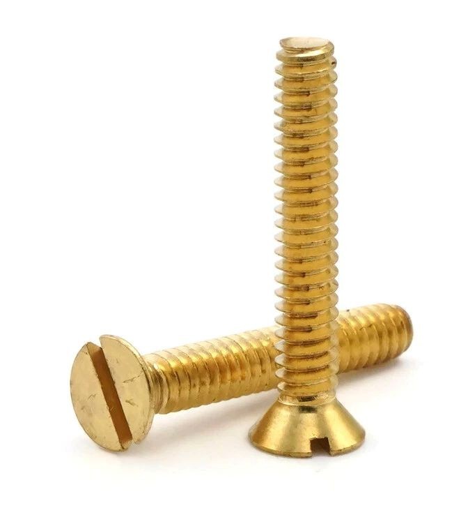 #4-40 FLAT HEAD SLOTTED MACHINE SCREWS SOLID BRASS (SELECT LENGTH AND QTY)
