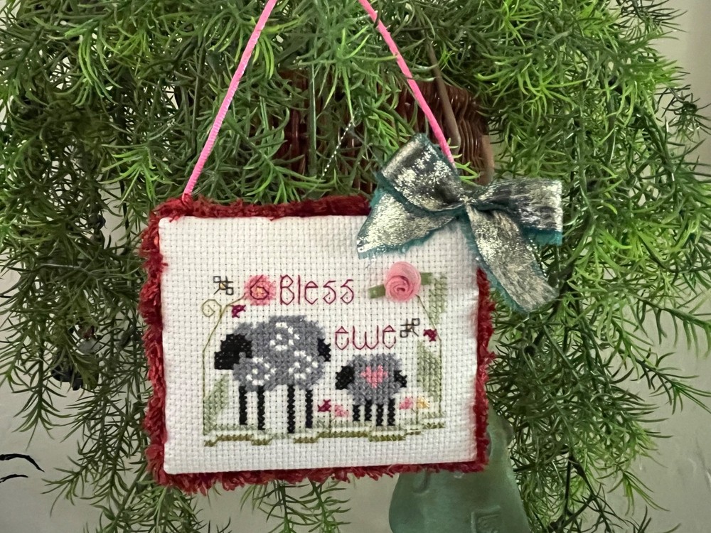Shepherd's Bush BLESS EWE Completed Cross Stitch Ornament