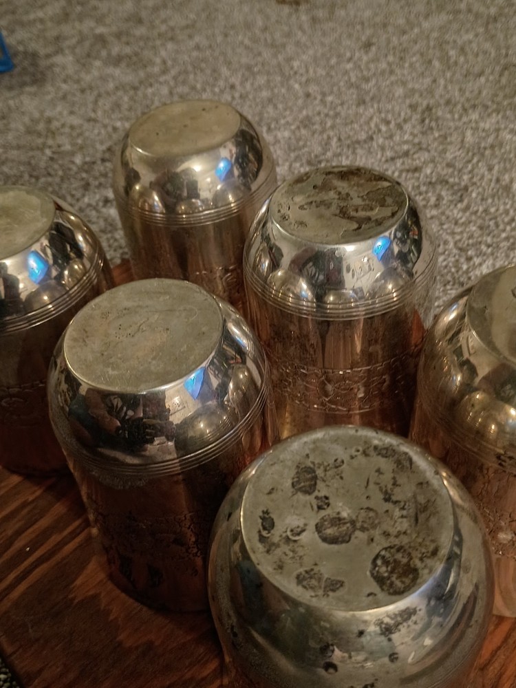 6 Silver Plated Antique Cups