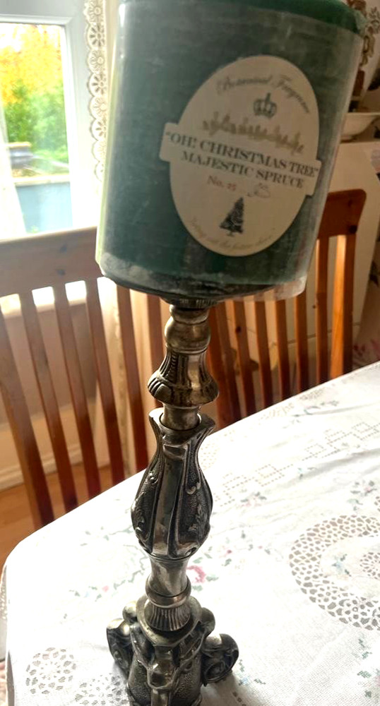 EXTRA ORDINARY LARGE CANDLE HOLDER-VINTAGE -SILVER....