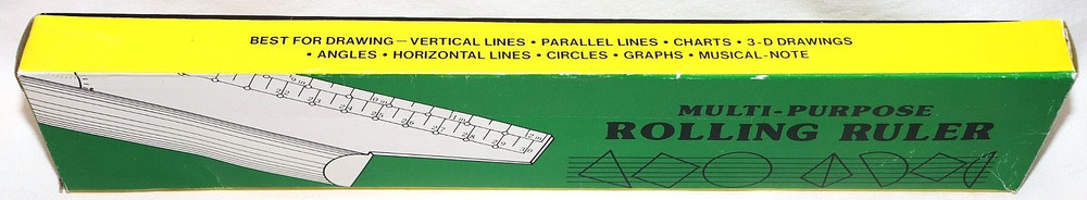 Vintage Multi Purpose 6”Rolling Ruler 3D Drawings Angles Graphs Circles Charts